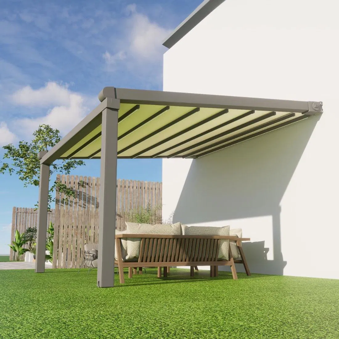Automatic Gazebo Aluminum Waterproof Louver Retractable Awning Pergola Roof Garden Modern Awning