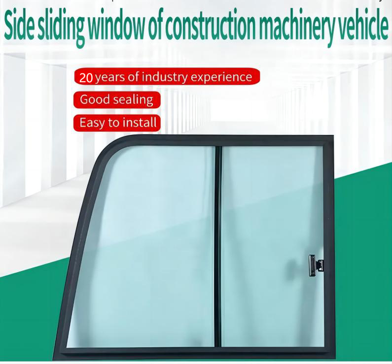 Right Side Construction Machinery Vehicle Camper Van Sliding Window Glass with Fram
