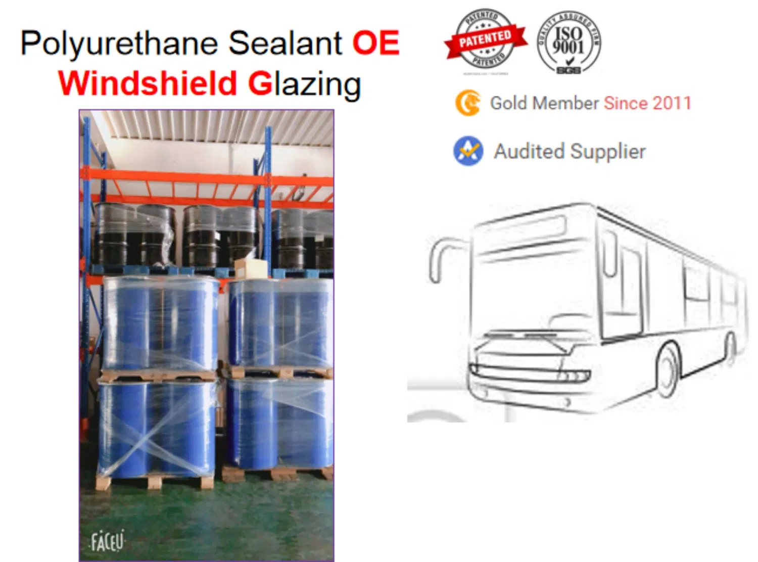 Fast Cure Polyurethane Windshield Adhesive Sealant for Automobile/Auto Glass