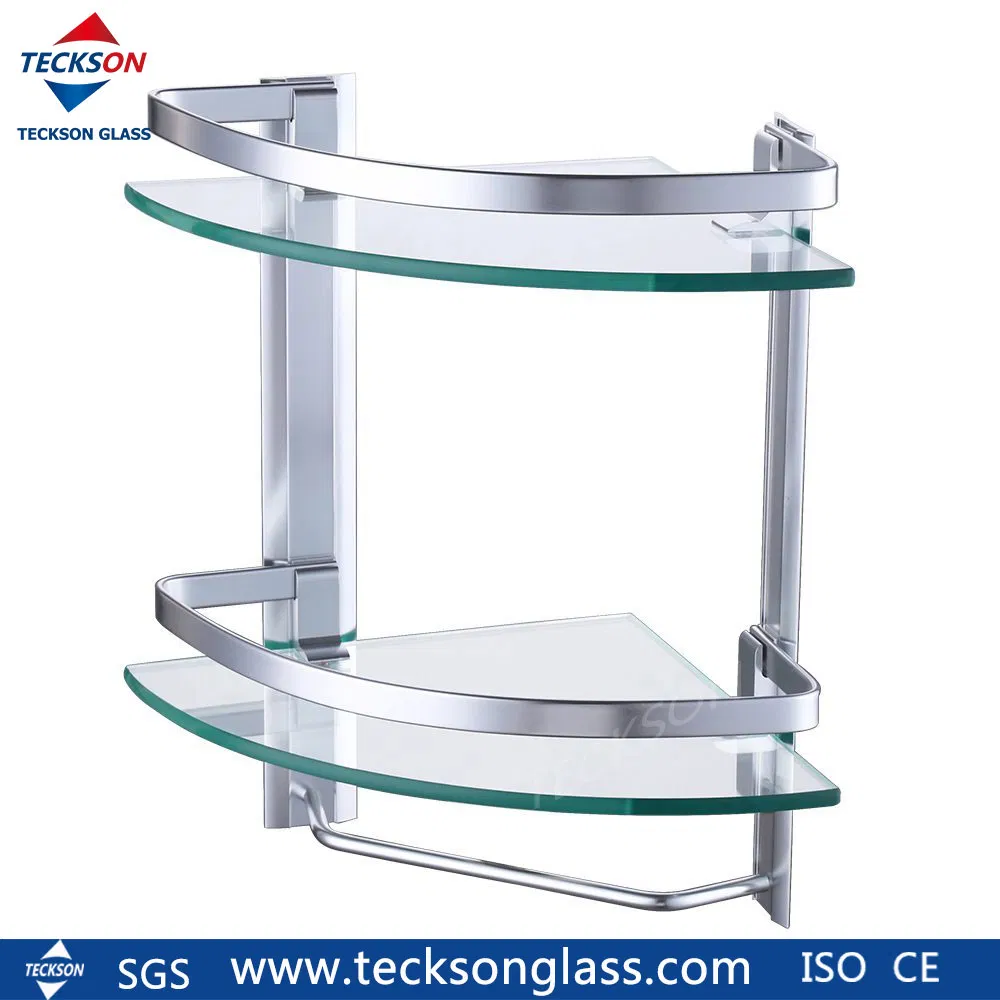 Rectangle or Quarter Corner Tempered Glass Shelf for Bathroom