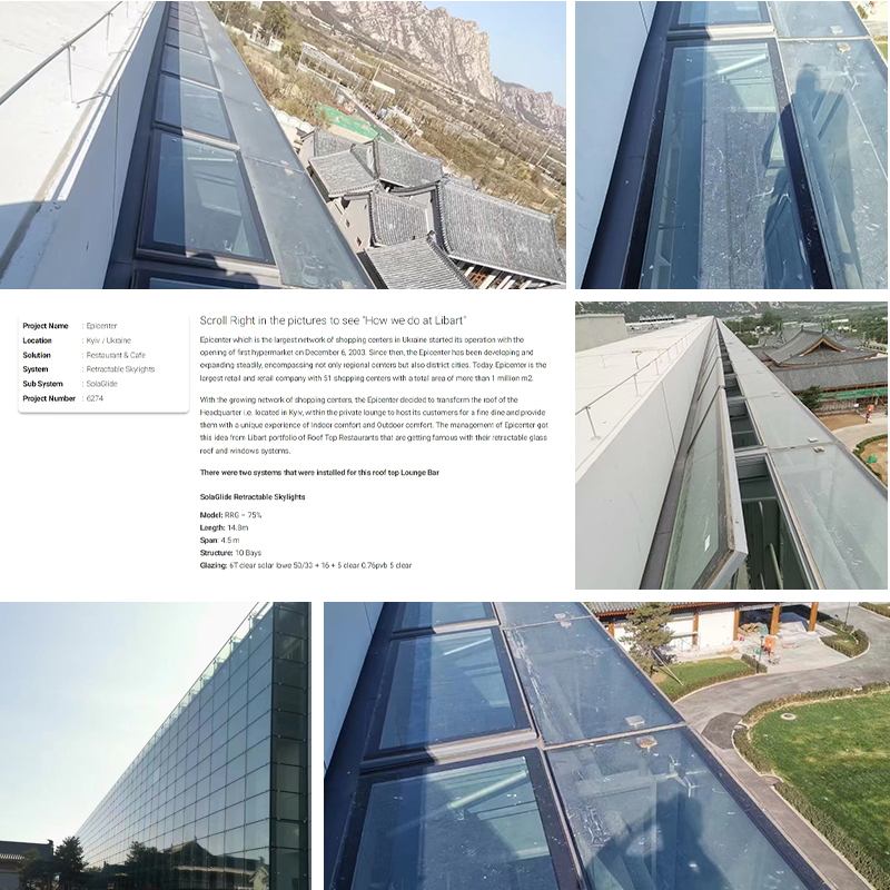 Custom Made Aluminum Electric Push Rod Skylight Contemporary Architecture Smart Control Skylight