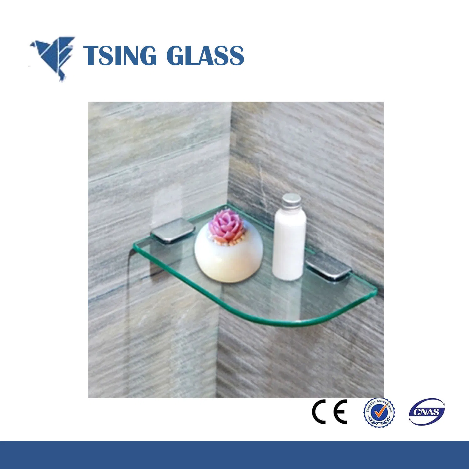6 - 12mm Corner Decorative Glass Quarter Circle Shelf Glass