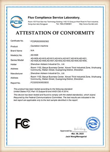 Aidiesin Export Certification - Beauty Equipment International Approval