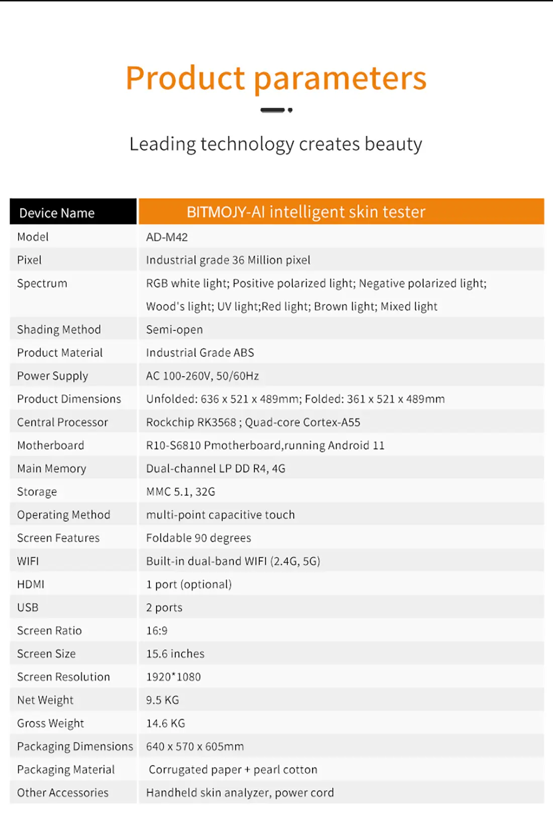 AD-M42 Skin Analyzer Feature Details 6