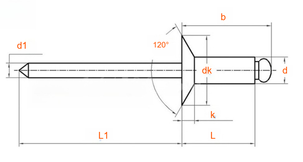 COUNTERSUNK HEAD BLIND RIVET DRAWING