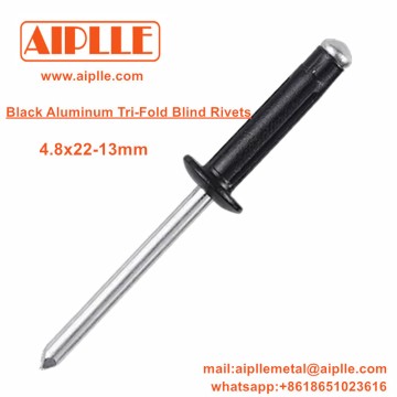 Black Aluminum Tri-Fold Blind Rivets black coated