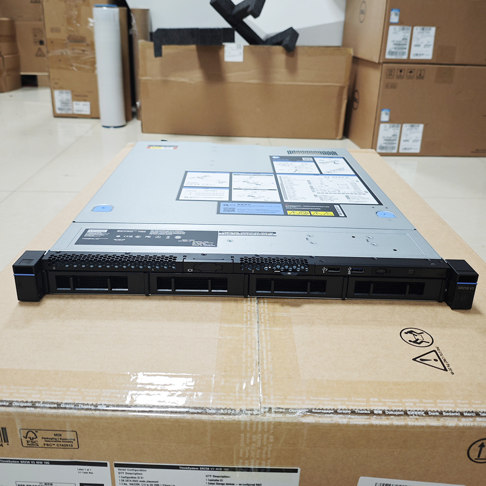 NEW ThinkSystem SR250 V3 1U Rack Server Intel Xeon E-2434 32GB DDR5 480GB SSD*2 800W*2 Power Supply in Stock