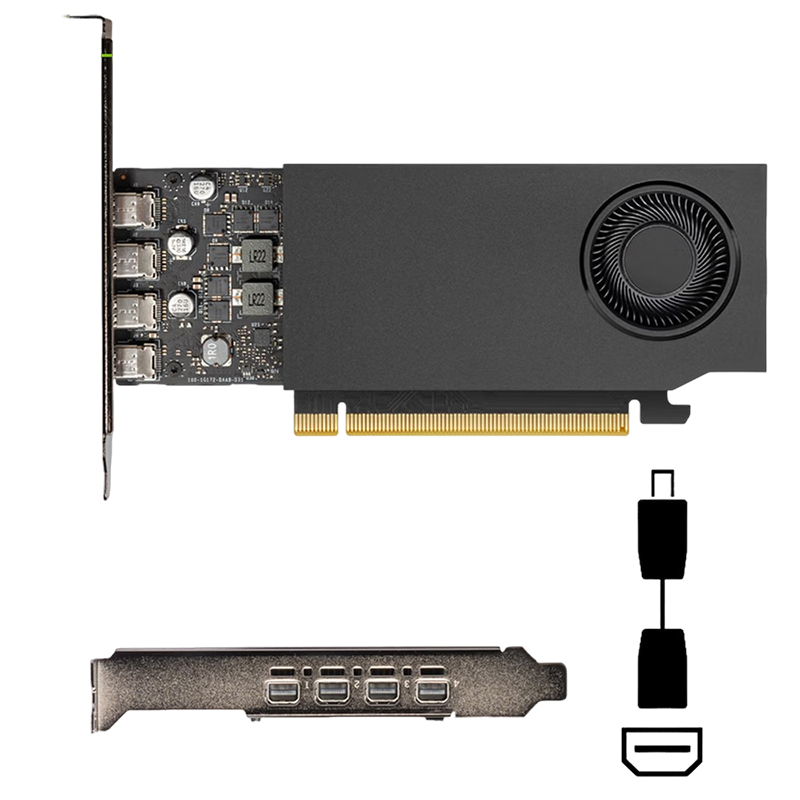 NVIDIA RTX A400 4GB GDDR6 Low Profile Professional Graphics Card with 4 Mini DisplayPort for Multi-Monitor Workstation