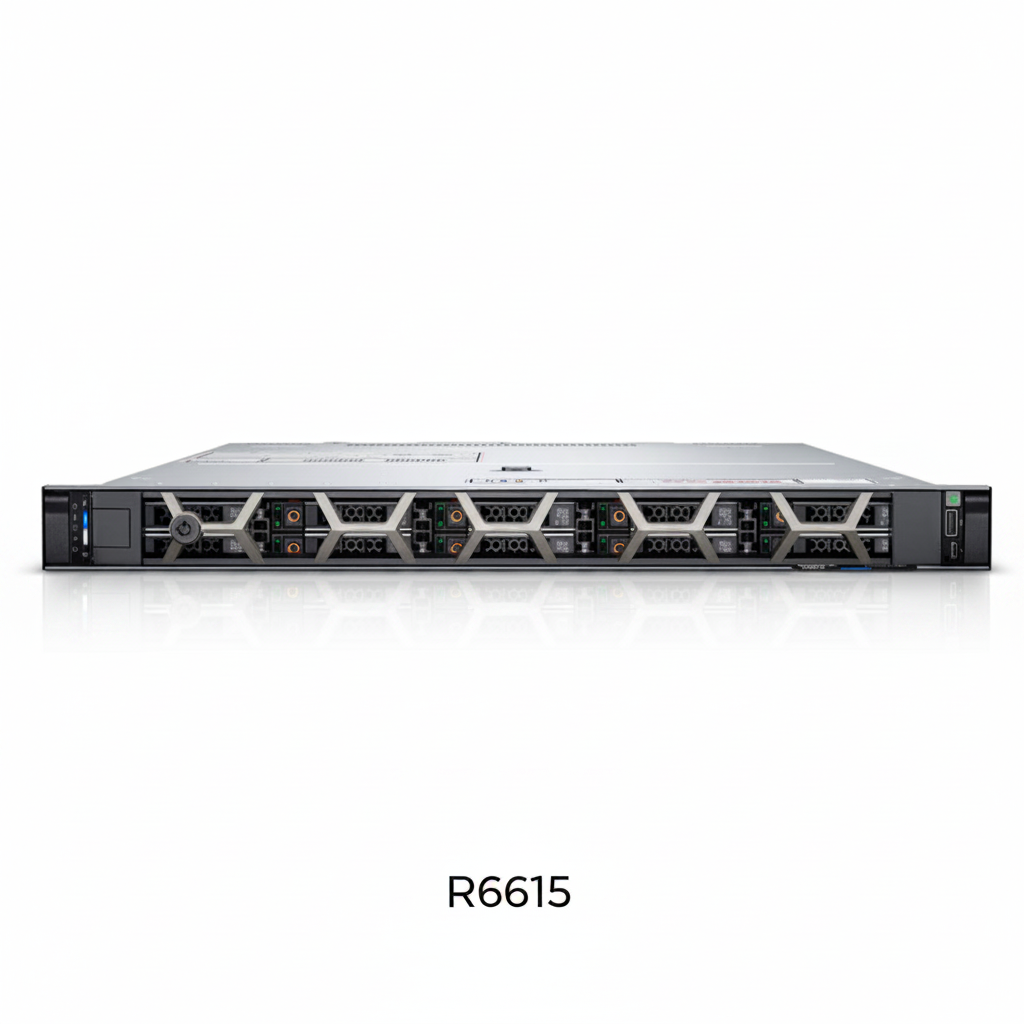 High Density Dell R6615 1U Rack Server Supporting AMD EPYC Processors for Data Processing & Virtualization