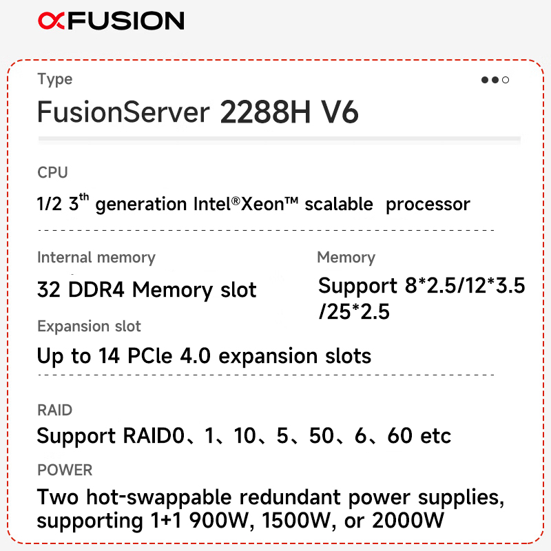 New xFusion Fusionserver 2288H V6 2U 2-socket Computer Servers Servers Rack  Ai Huawie Gpu Rack Deep Learning Xeon Server