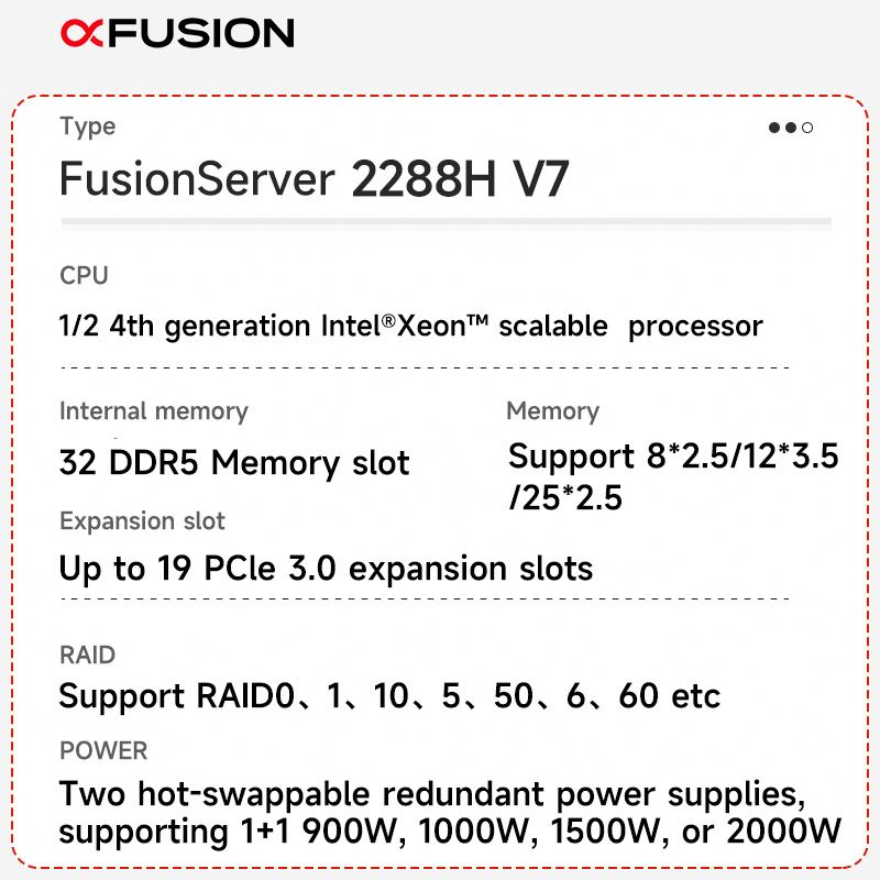 New xFusion Fusionserver 2288H V7 2U 2-socket Computer Servers 12x3.5 Inch EXP Drive 2288H V7 2U 2-socket Rack Server