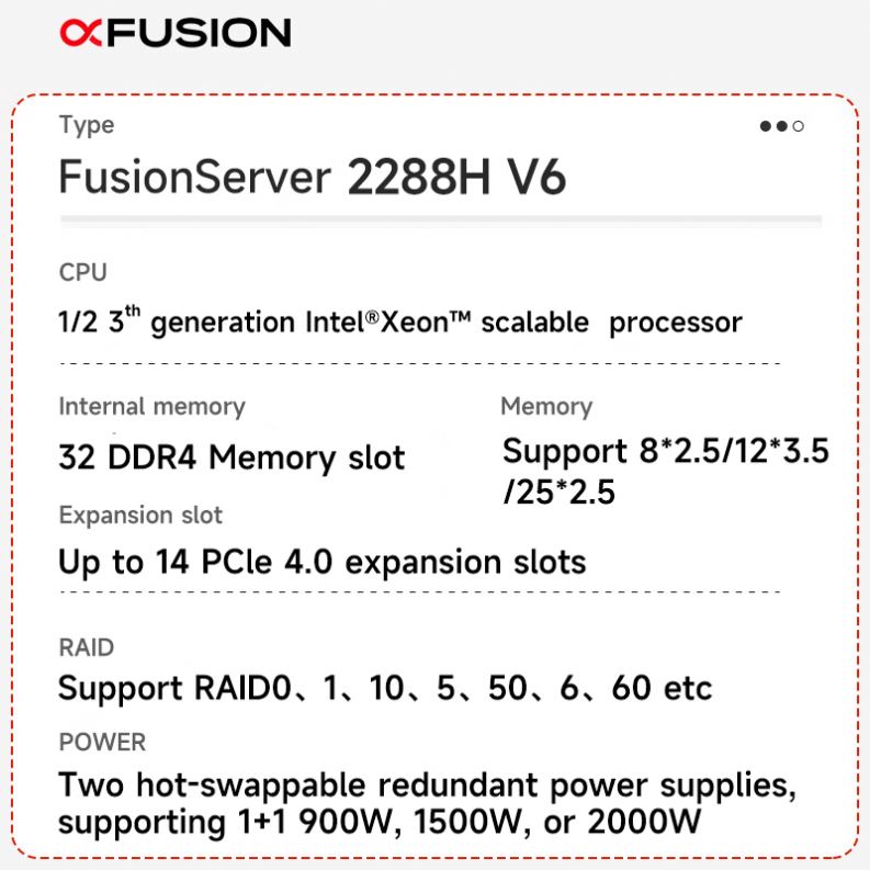 New xFusion 2288H V6 Cloud Server 8*2.5 Inch Drive Xeon 2*4310 2288H V6 2U 2-socket Computer AI Rack Server
