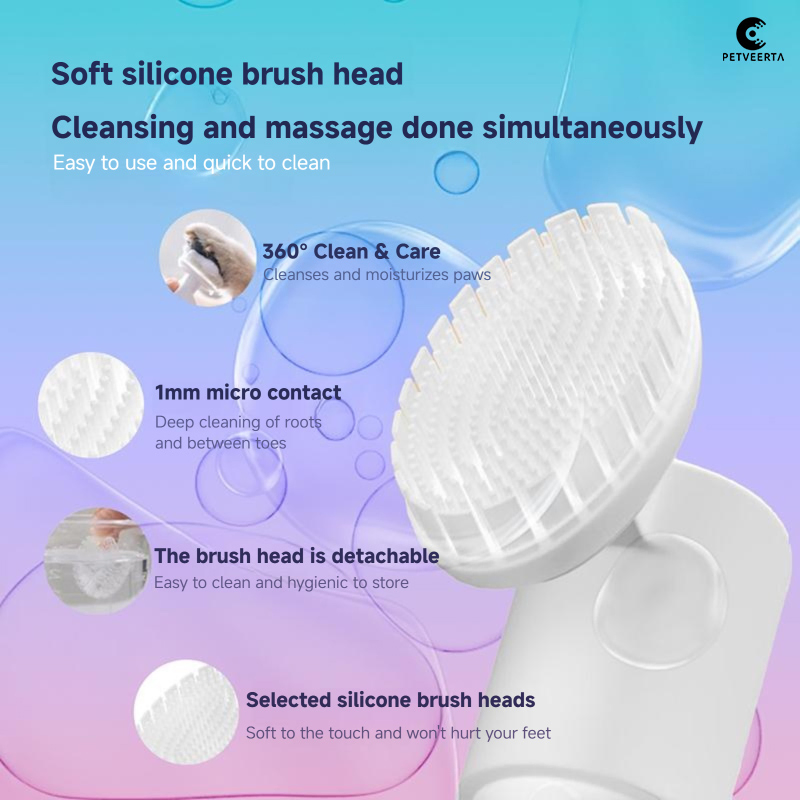 Waterless Pet Paw Cleaning Foam Dog Cat Foot Care with Silicone Brush