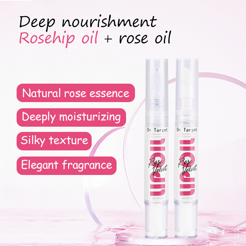 Organic Rose Essential Oil Lip Gel Pen Nourishing Hydration Prevents Cracks &amp; Dry Lines Moisturizing Lip Care