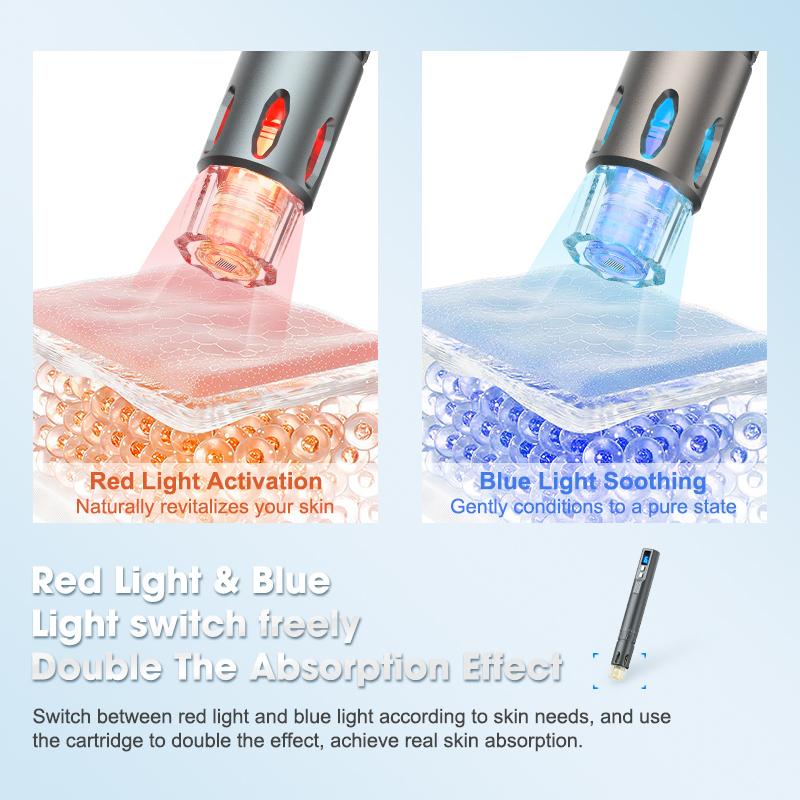 2025 LED Light Therapy Derma Hydra Pen Adjustable Microneedle Pen Liquid Adjustable Skin Care Stretch Marks and Dark Circles Removal