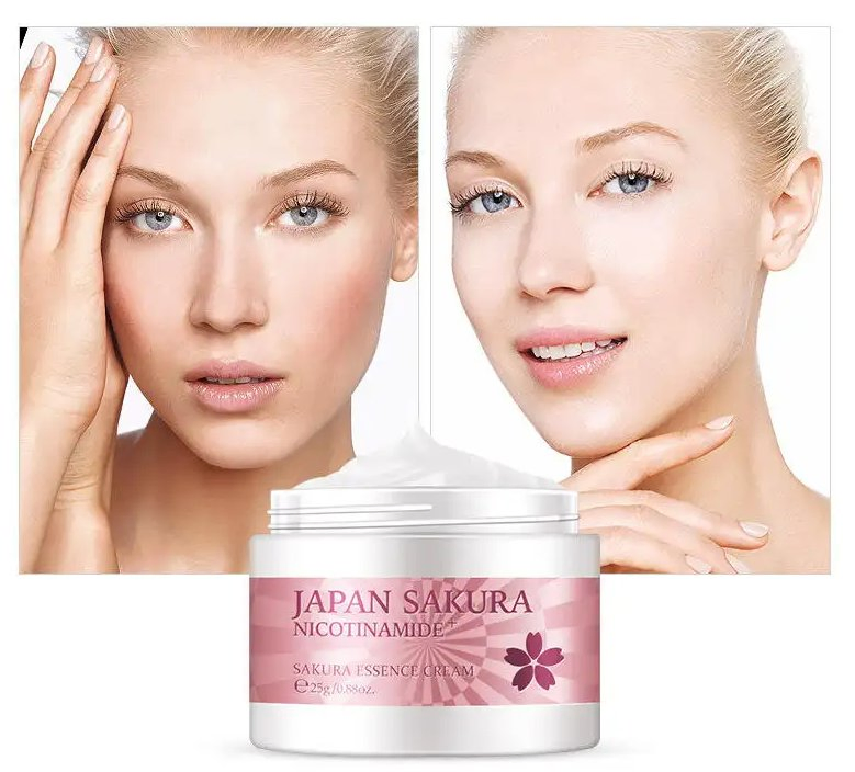 Skin Care Repair Facial Cream Whitening Moisturizing Organic Collagen French Snail Snail Essence Cream Travel Size 25g Moisturizer Japanese Sakura Face Cream