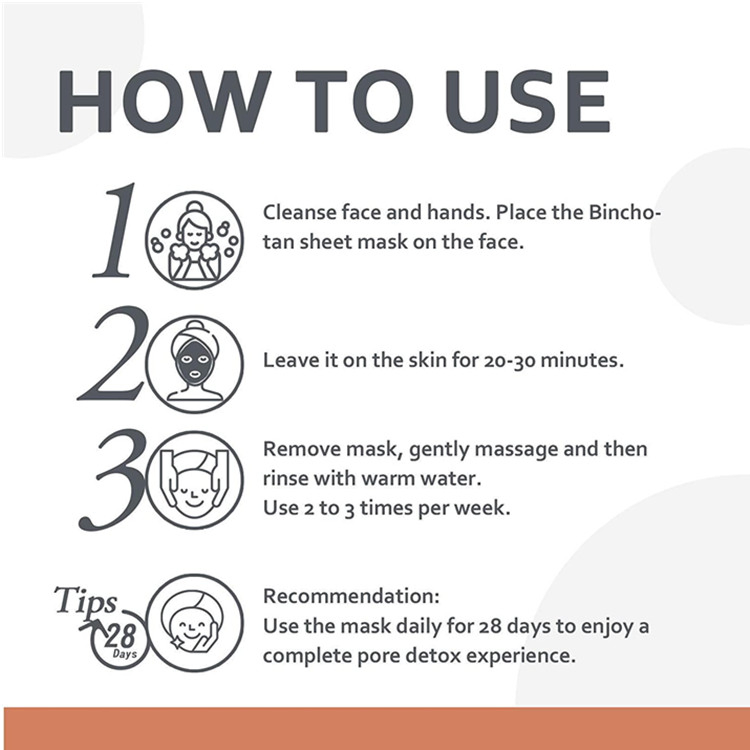 OEM/ODM Deep Cleansing Pure Binchotan Charcoal Facial Treatment Sheet Mask