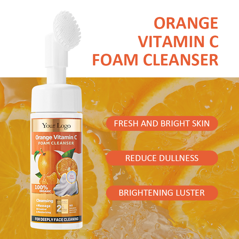 Orange Vitamin C Beauty Skin Care Facial Mousse Cleanser Deep Cleansing Gel Foaming Face Wash