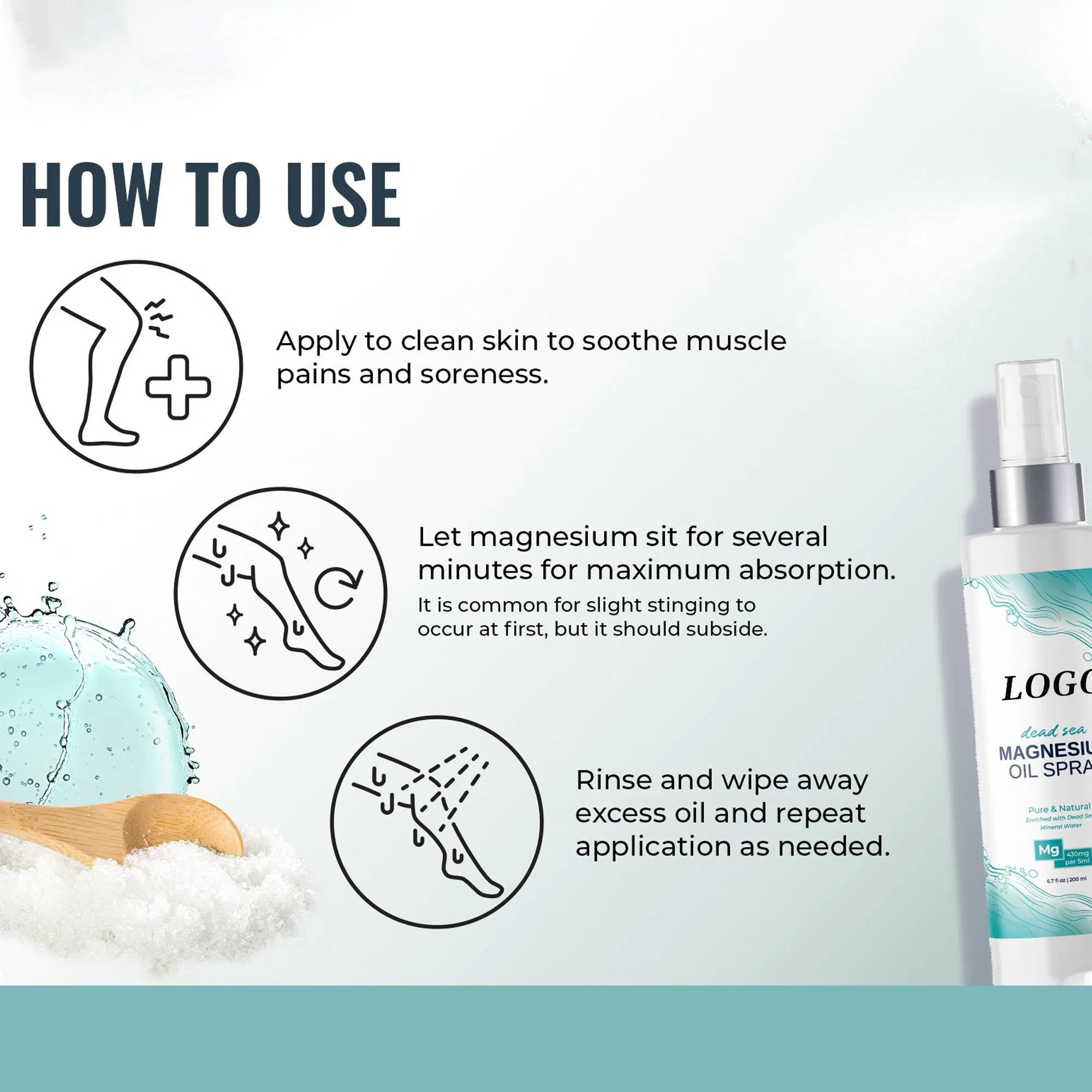 Beauty Cosmetics Skin Care Effective for Stress Relief and Relaxation Magnesium Oil Spray