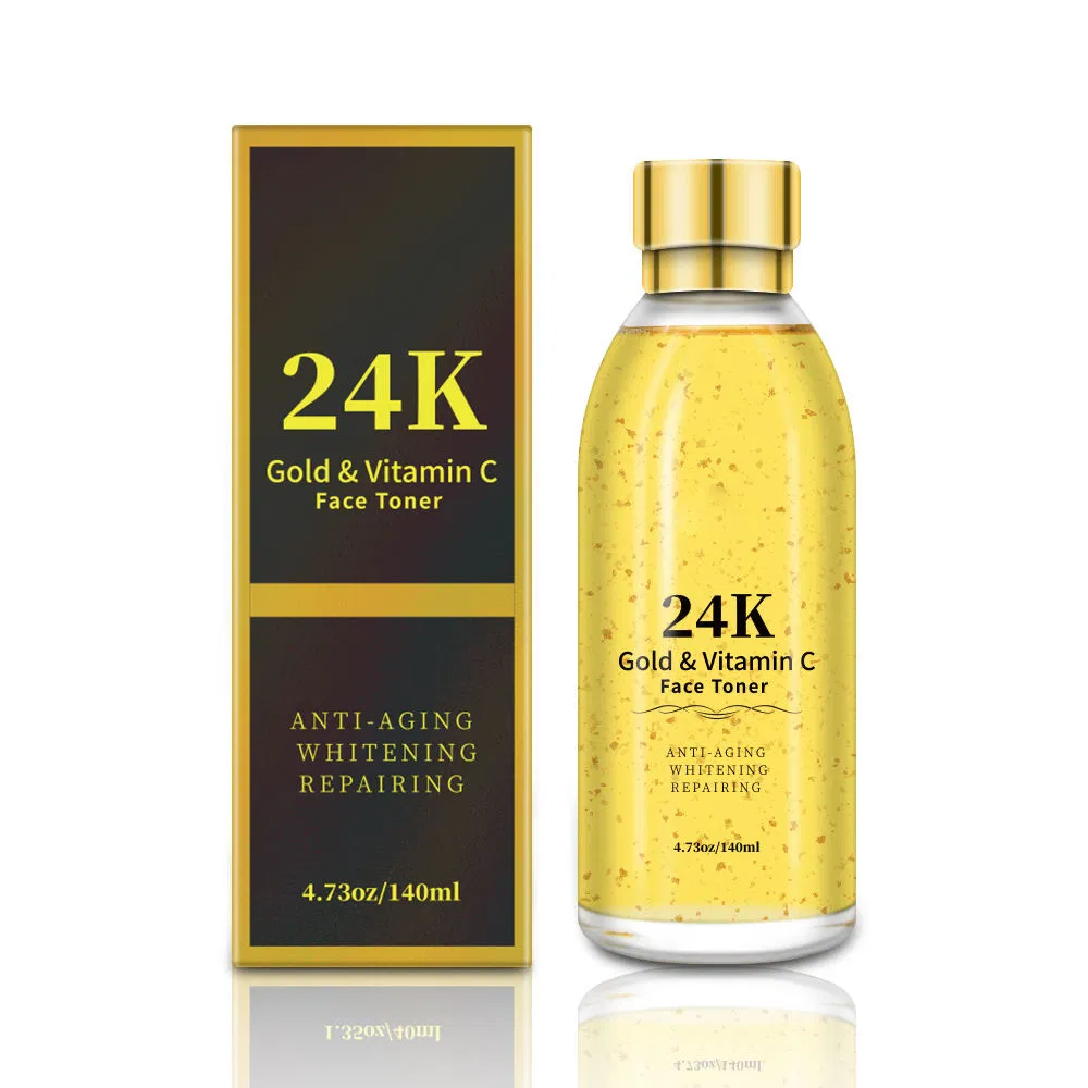 24K Gold Deep Repair Soothing Oil Control Anti Acne Facial Skin Hyaluronic Acid Moisturizing Brightening Shrinking Pore Vitamin C Whitening Face Toner