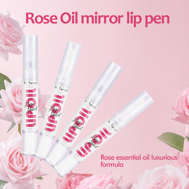 Organic Rose Essential Oil Lip Gel Pen Nourishing Hydration Prevents Cracks &amp; Dry Lines Moisturizing Lip Care
