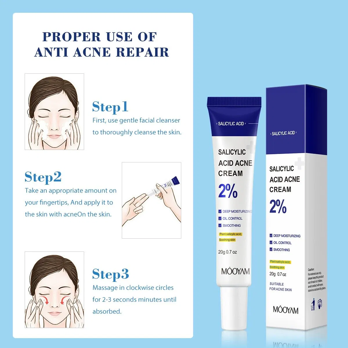 Salicylic Acid Cream Facial Skin Repair Lightening Hyaluronic Acid Acne Removal Cream Skin Care Face Cream