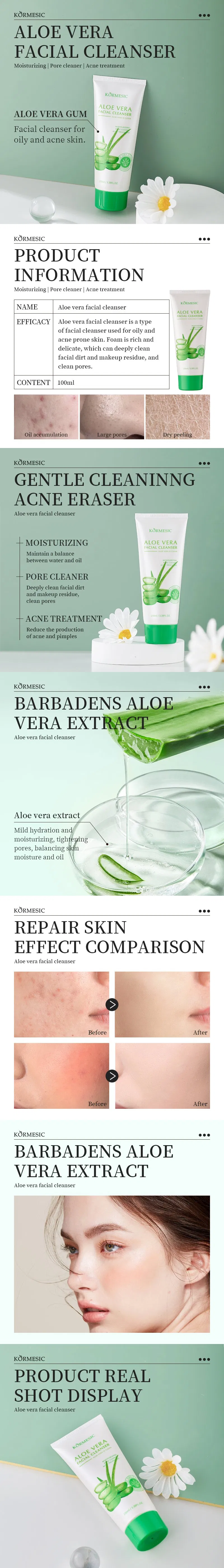 Natural Aloe Vera Deep Cleansing Face Wash for Oily Skin Face Wash Facial Cleanser