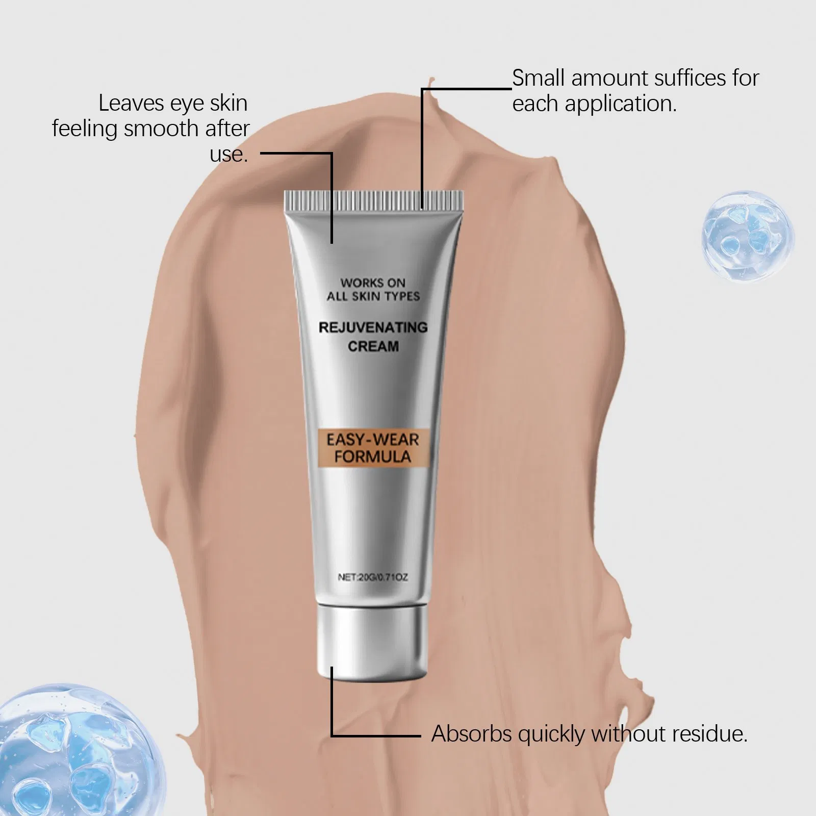 Eye Cream - Gently Nourishes and Cares for Hydrated, Smooth Eye Area Skin, Daily Hydrating Massage Cream