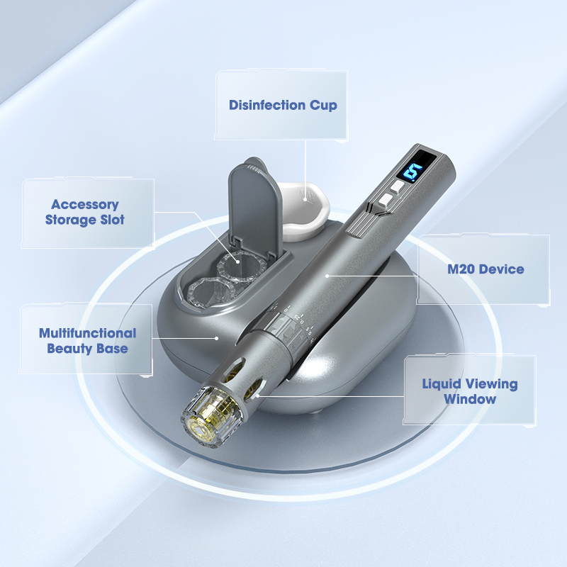 2025 LED Light Therapy Derma Hydra Pen Adjustable Microneedle Pen Liquid Adjustable Skin Care Stretch Marks and Dark Circles Removal