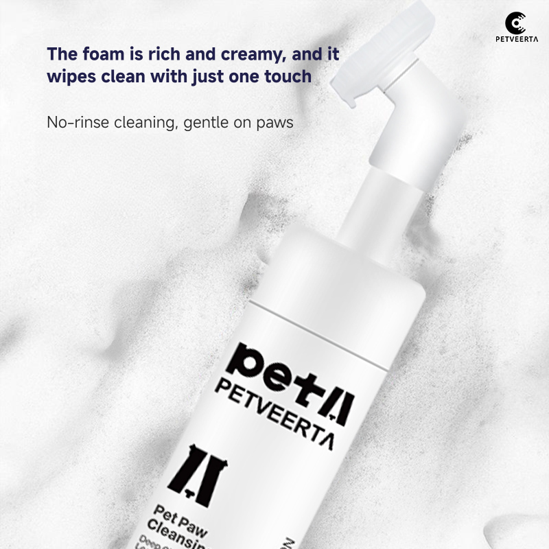 Waterless Pet Paw Cleaning Foam Dog Cat Foot Care with Silicone Brush