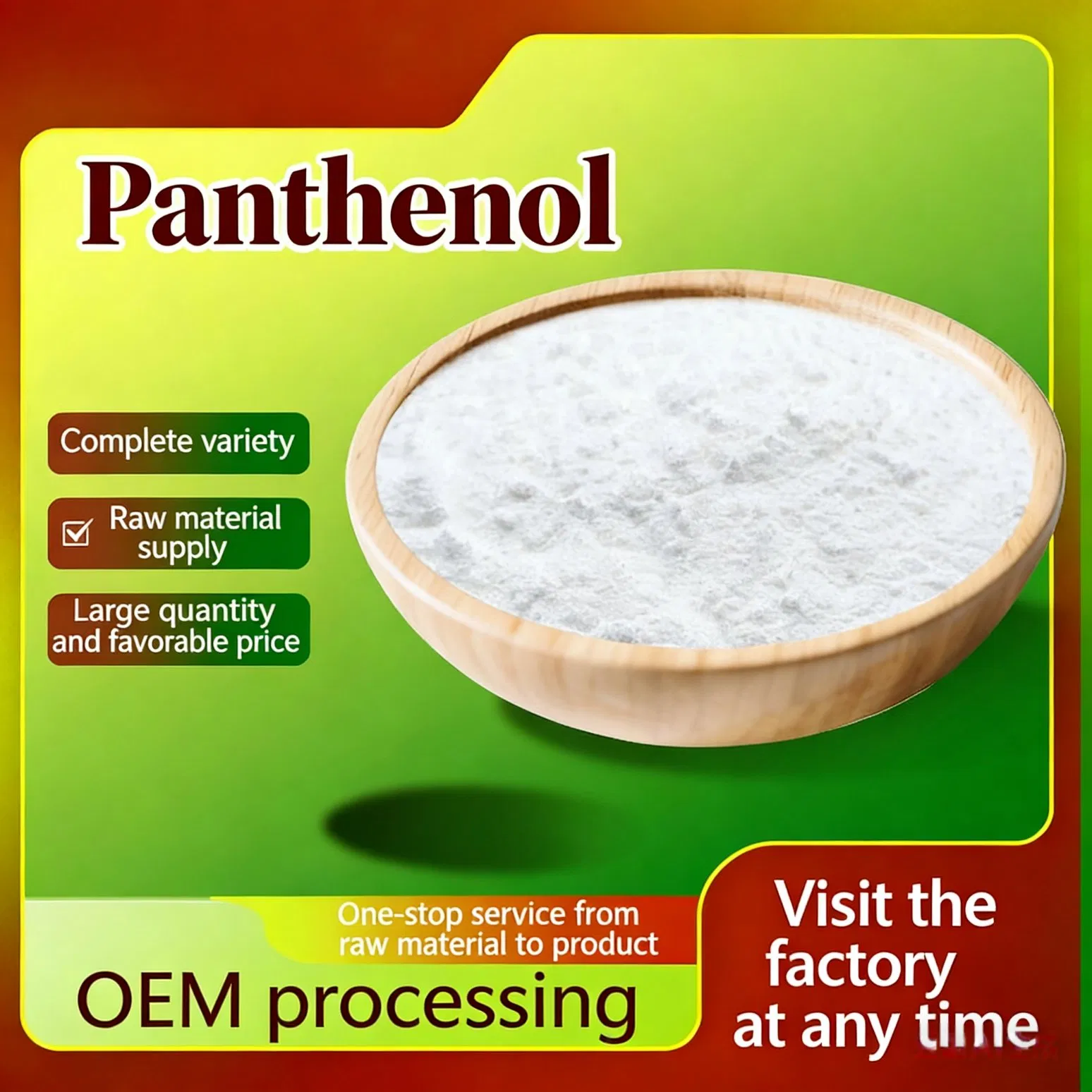 Pó de D-Pantenol para Máscara Facial e Cosméticos em Pó, Calmante e Hidratante para Pele Sensível