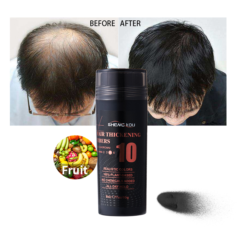 OEM Etiqueta Privada 50g Marrom Médio 100% Fibra de Cabelo à Base de Plantas à Prova de Grumos em Pó de Queratina