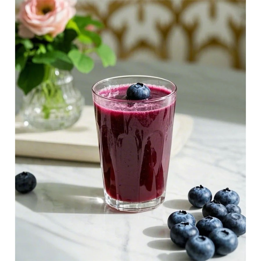 Suco concentrado de mirtilo fresco congelado orgânico em grande quantidade, rico em antioxidantes