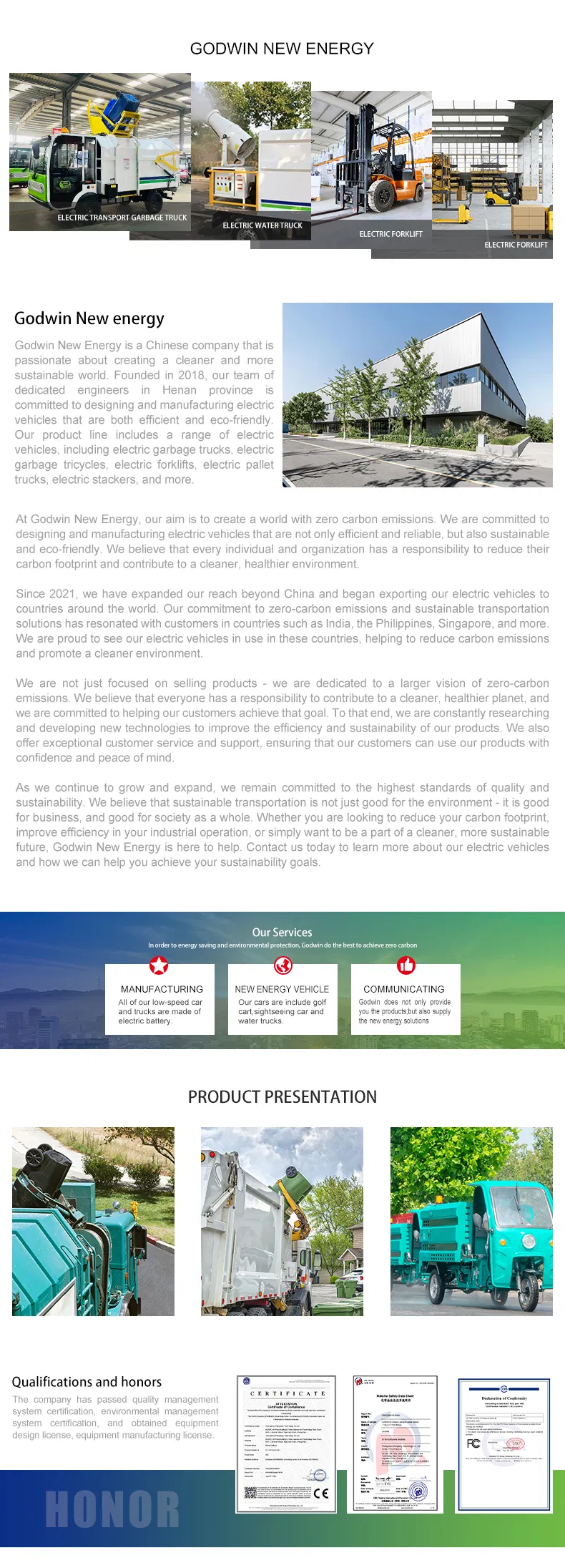 Company overview and certificates