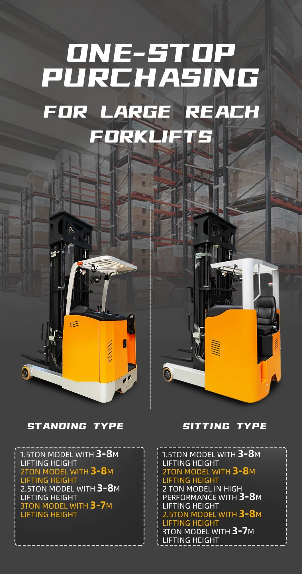 High Lifting Electric Reach Forklift