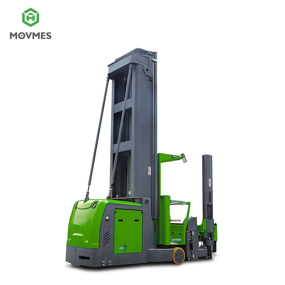 Chinese Movmes Opts15 1500kg 1.5ton/T Capacity with Scale Small Turning Radius Vna Man-up Tri-Lateral Stacker Electric Reach Truck Price for Forklift/Sale/Fork