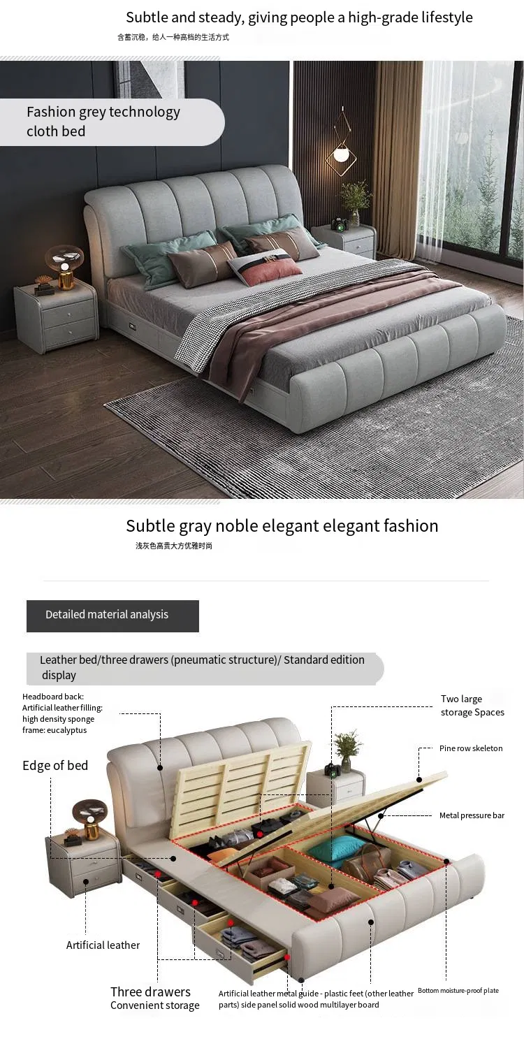 Modern Home Furniture Bedroom Set Storage Queen Bed Frame Multi-Functional Tatami King Size Wooden Living Room Furniture Bed Set