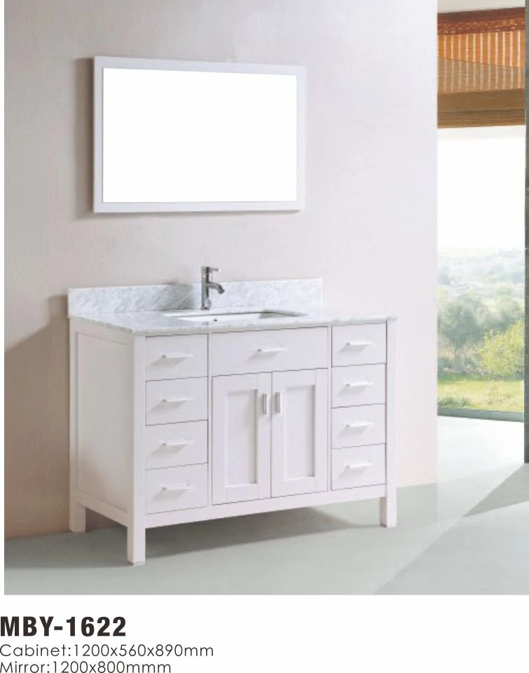 Double Sink Solid Wood New Design Bathroom Vanity Cabinet with Mirror