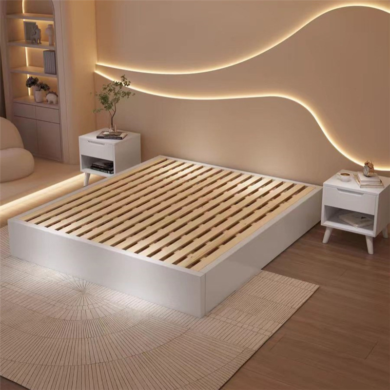 Elegant Solid Wood Tatami Bed with Modern Storage Solutions