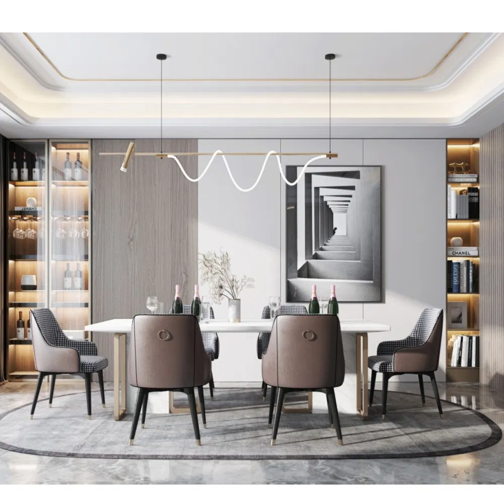 Modern Buffet Sideboard with Glass Doors LED Light Strip Storage Cabinet