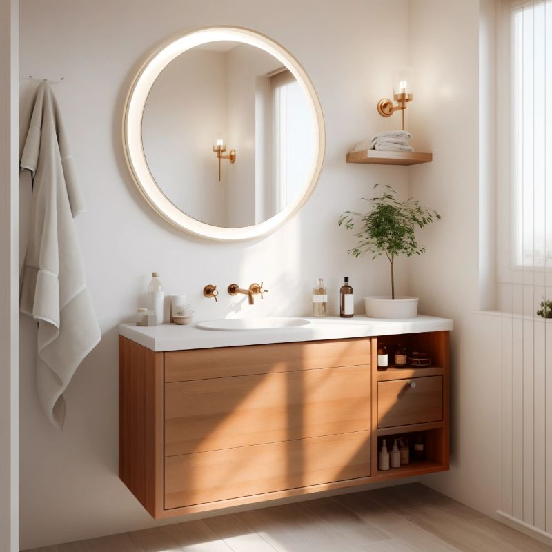Wooden / PVC Mirror Vanity Cabinets for The Bathroom Home Furniture Cosmetic Mirror Basin Decorative Wall