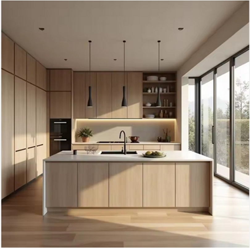 Kitchen Cabinet Supplier Pantry Modular Modern Wood Furniture Black Kitchen Cabinet