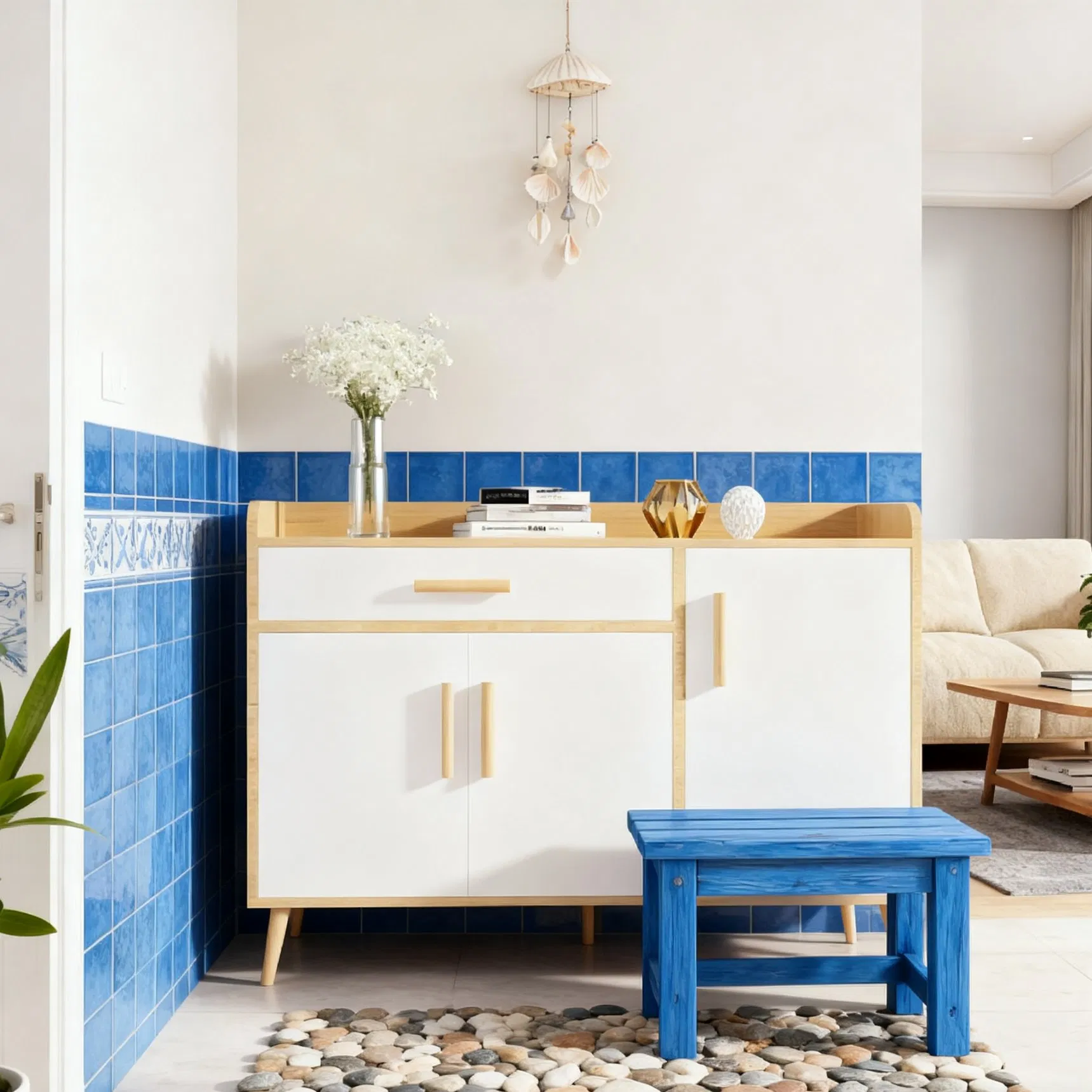 Elegant Wooden Shoe Cabinet with Adjustable Shelves for Storage