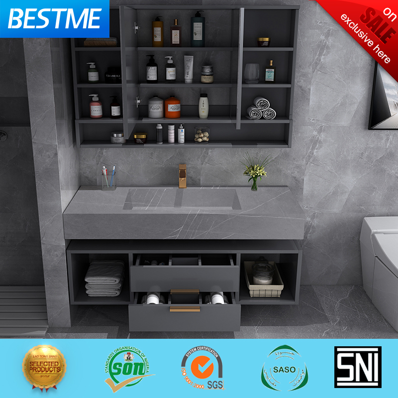 Guangdong Fatctoy ODM LED Smart Mirror Customized Size Sinterstone Basin Bathroom Vanity Cabinet (BY-X8005)