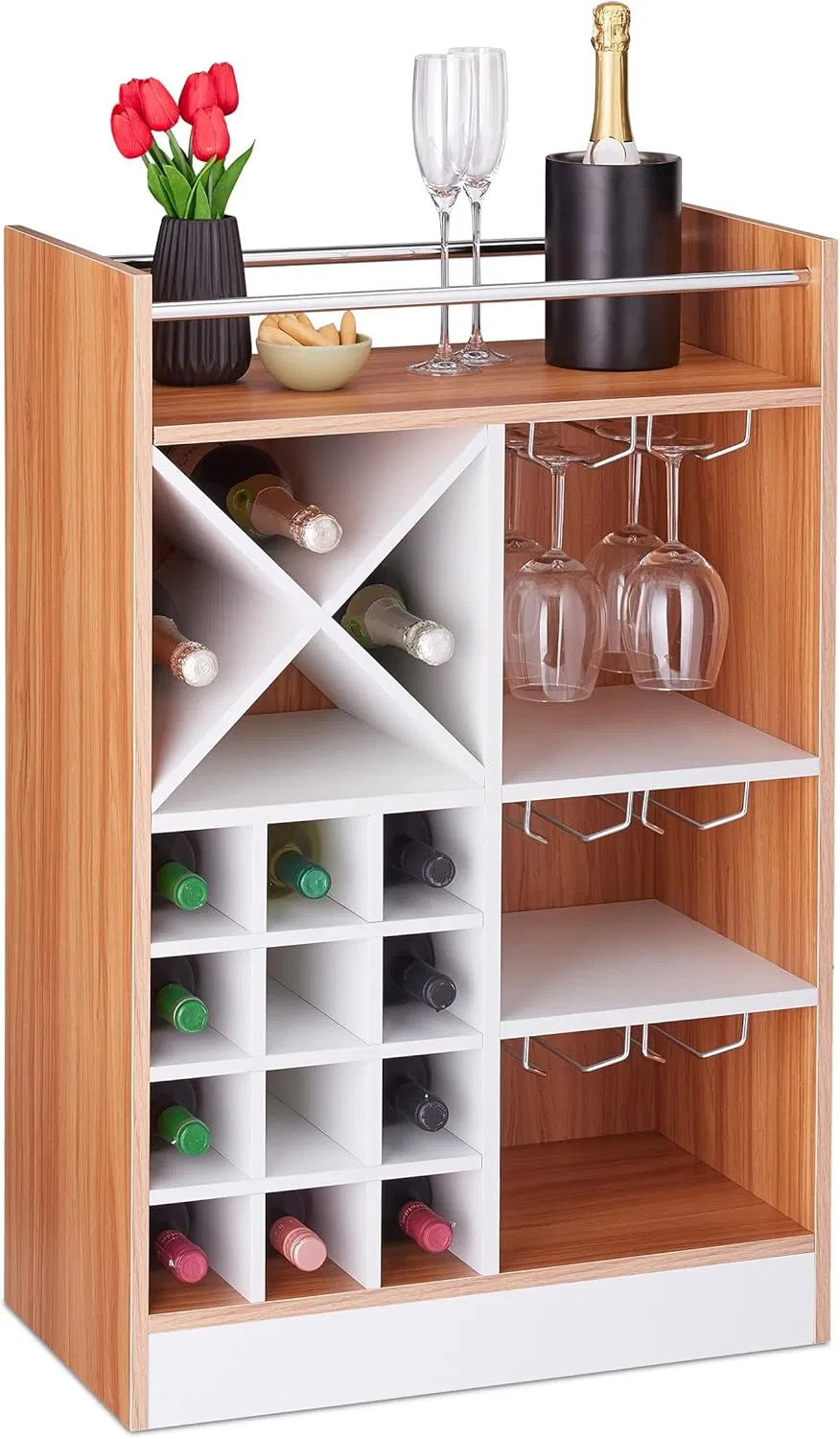 Multi-Function Bar Storage Cabinet with Wine Rack &amp; Glass Holder for Commercial Bars