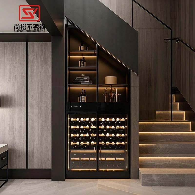 304/316 Stainless Steel Liquor Wine Rack Wine Luxury Bar Cabinet with Light Luxury Whiskey Display Cabinet