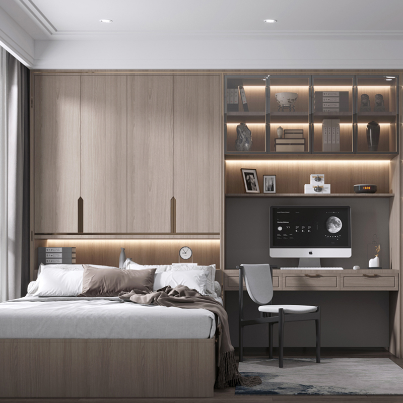 Modern Furniture Bed Frame Modern Minimalist Panel Tatami Bed Wood Oak Hotel Bedroom Furniture Bed with Storage