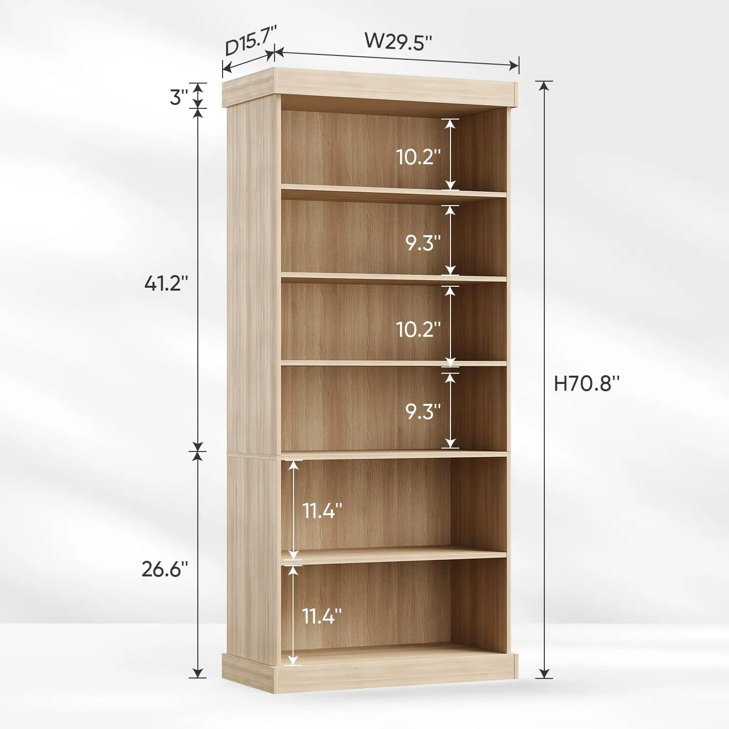 Farmhouse Large Storage Cabinet Display Bookcase with Glass Doors and Shelves