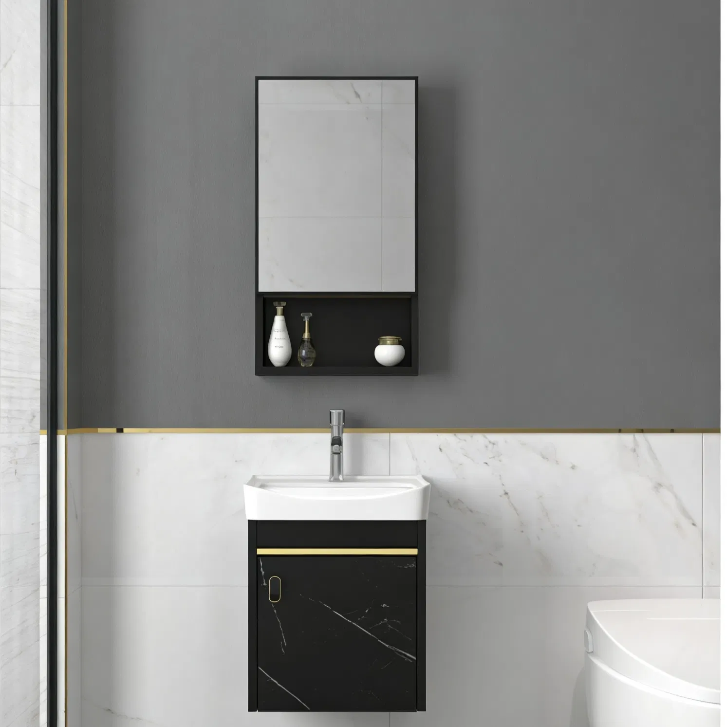 Jf 2026 LED Mirror Bathroom Vanity Cabinet Storage Set