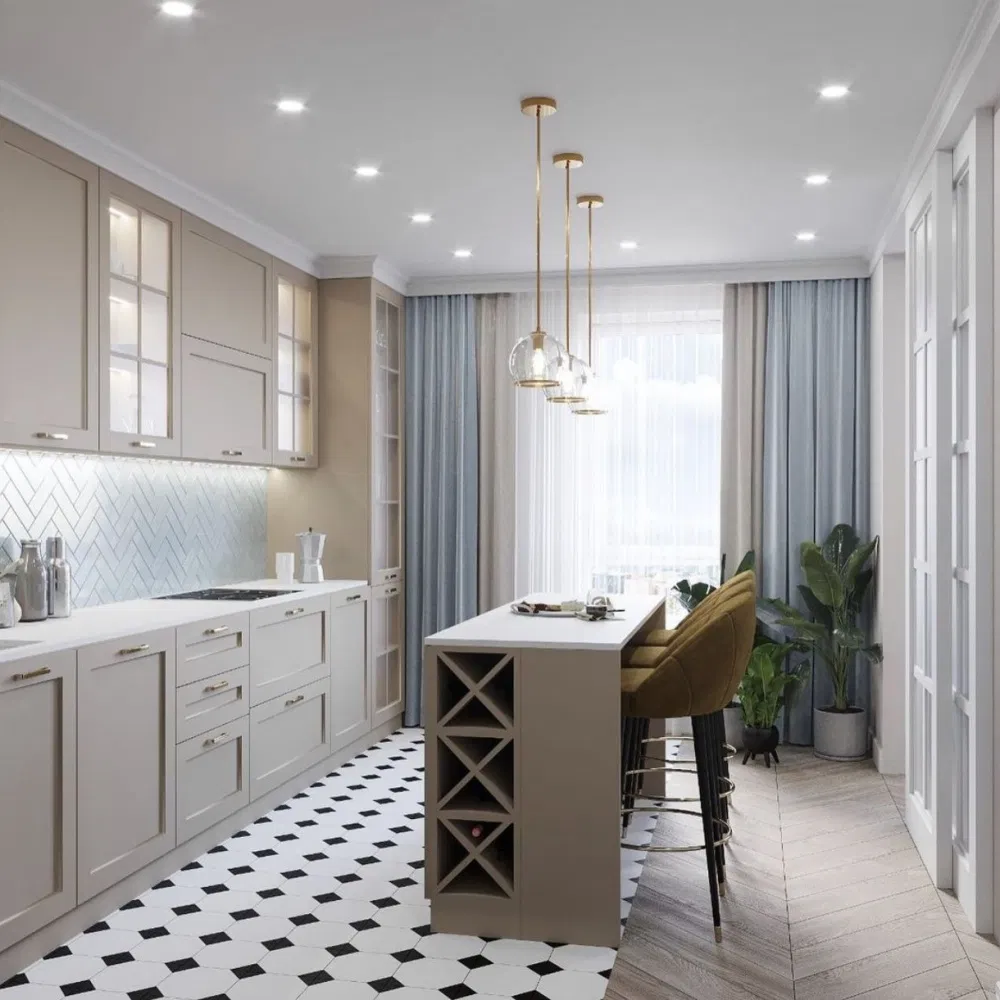 Traditional American Solid Wood Pantry Cabinet with Chicken Wire Inserts